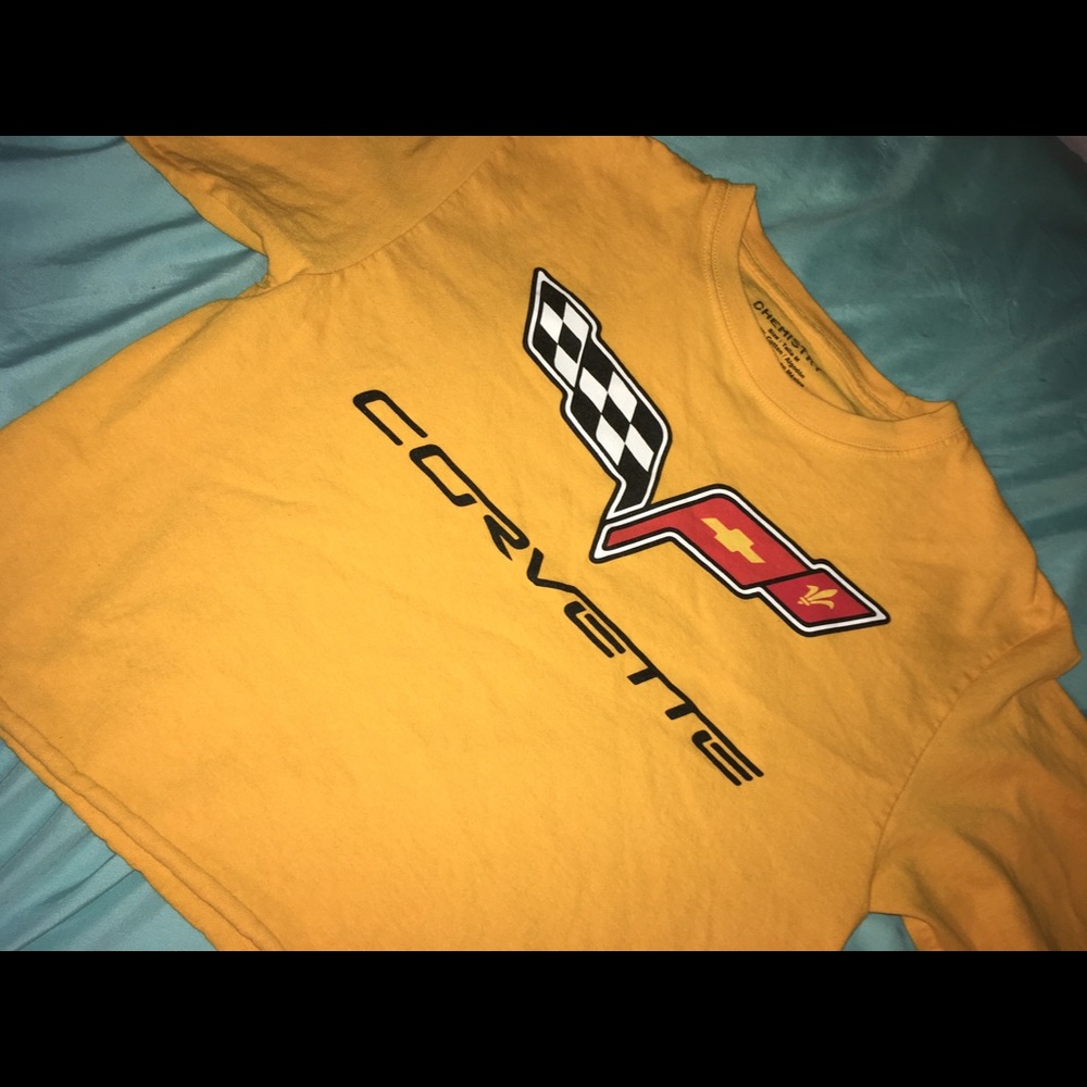 Yellow cropped corvette tee
